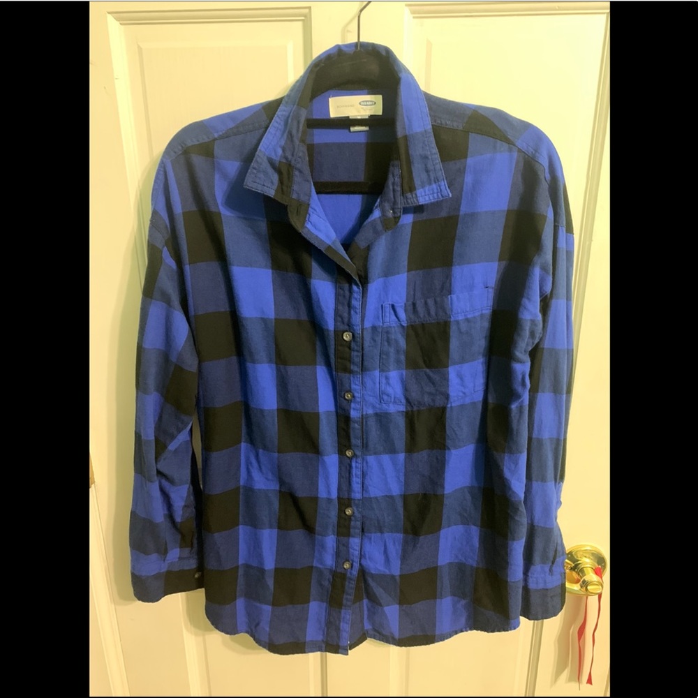 Old Navy - Blue/Black Boyfriend Flannel